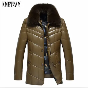 KMETRAM 2020 New Men's PU Leather Down Jacket Men coat Fox Fur collar Coat Men Leather Jackets 90% White Duck Down Coat HH190
KMETRAM 2020 New Men's PU Leather Down Jacket Men coat Fox Fur collar Coat Men Leather Jackets 90% White Duck Down Coat HH190