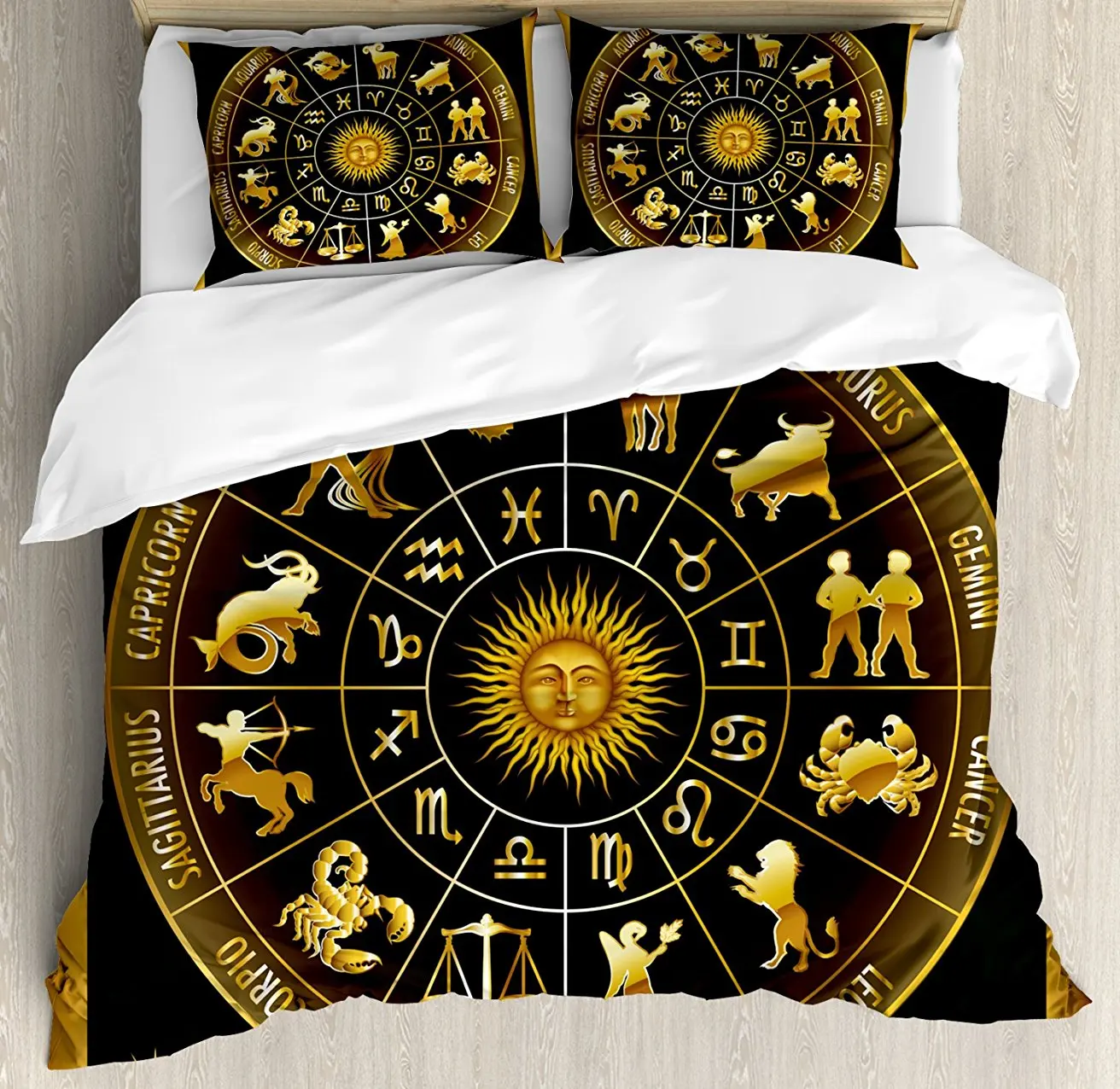 Astrology Duvet Cover Set, Wheel Zodiac Astrology Signs in Circle with Sun Moon Image in Circle, 4 Piece Bedding Set
Astrology Duvet Cover Set, Wheel Zodiac Astrology Signs in Circle with Sun Moon Image in Circle, 4 Piece Bedding Set
