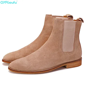 QYFCIOUFU Handmade Pointed Toe Genuine Leather Fashion Boots Men Luxury Brand Suede Ankle Boots Black Brown Gray Chelsea Boots
QYFCIOUFU Handmade Pointed Toe Genuine Leather Fashion Boots Men Luxury Brand Suede Ankle Boots Black Brown Gray Chelsea Boots