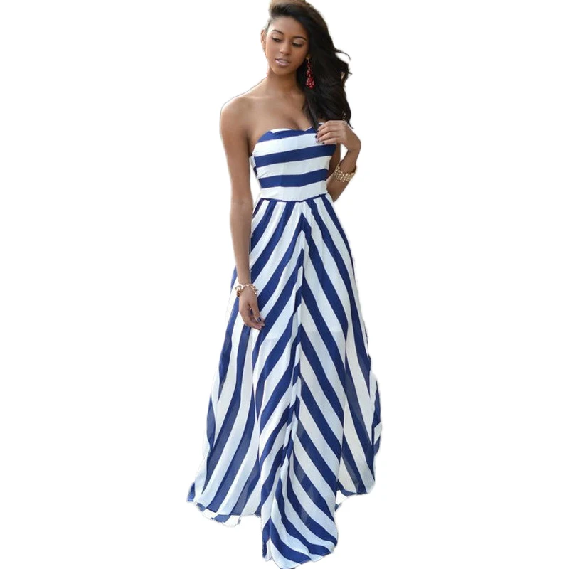 Sexy Long Maxi Party Sleeveless Strapless Dress Stripe Seaside Beach Dress Sundress 2018 New Women Spring Summer
Sexy Long Maxi Party Sleeveless Strapless Dress Stripe Seaside Beach Dress Sundress 2018 New Women Spring Summer