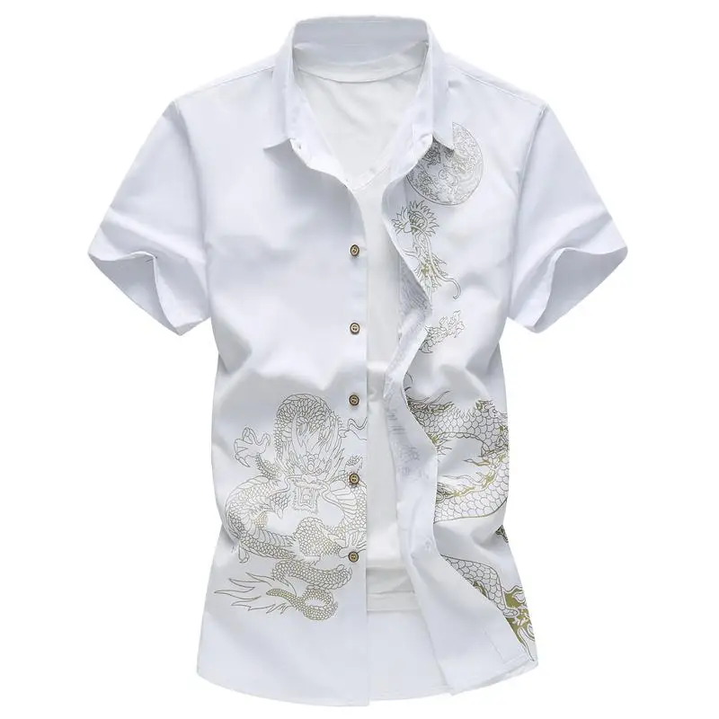 Short sleeve Shirt Male Chinese style Dragon pattern Casual Blouse Men's Clothing Fashion Men Shirt Slim fit Summer
Short sleeve Shirt Male Chinese style Dragon pattern Casual Blouse Men's Clothing Fashion Men Shirt Slim fit Summer