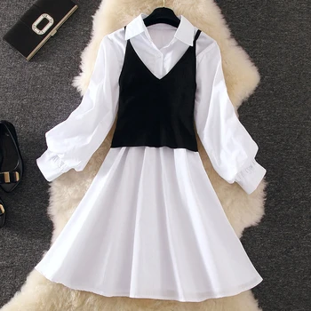 2019 Spring New Women's Long Lantern Sleeve Stripe Shirt Dress +Ultra Short Sling Vest Two Piece Sets Ladies Dress Suits
2019 Spring New Women's Long Lantern Sleeve Stripe Shirt Dress +Ultra Short Sling Vest Two Piece Sets Ladies Dress Suits