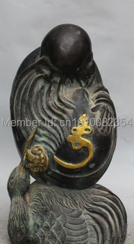 14"Chinese Bronze Gilt Red-crowned crane Longevity Shouxing God Statue Sculpture
14"Chinese Bronze Gilt Red-crowned crane Longevity Shouxing God Statue Sculpture