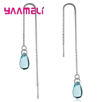 Simple Long Thread Ear Jewelry 925 Sterling Silver with Blue Water Drop Crystal Earrings for Women Nice Christmas Gifts
Simple Long Thread Ear Jewelry 925 Sterling Silver with Blue Water Drop Crystal Earrings for Women Nice Christmas Gifts