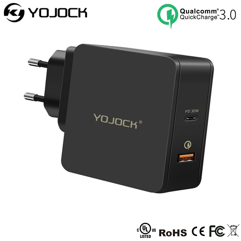 YOJOCK 48W USB Type-C PD Wall Charger USB C Charger with Power Delivery for iPhone X / 8 / 8 Plus MacBook Smart Port for Xiaomi
YOJOCK 48W USB Type-C PD Wall Charger USB C Charger with Power Delivery for iPhone X / 8 / 8 Plus MacBook Smart Port for Xiaomi