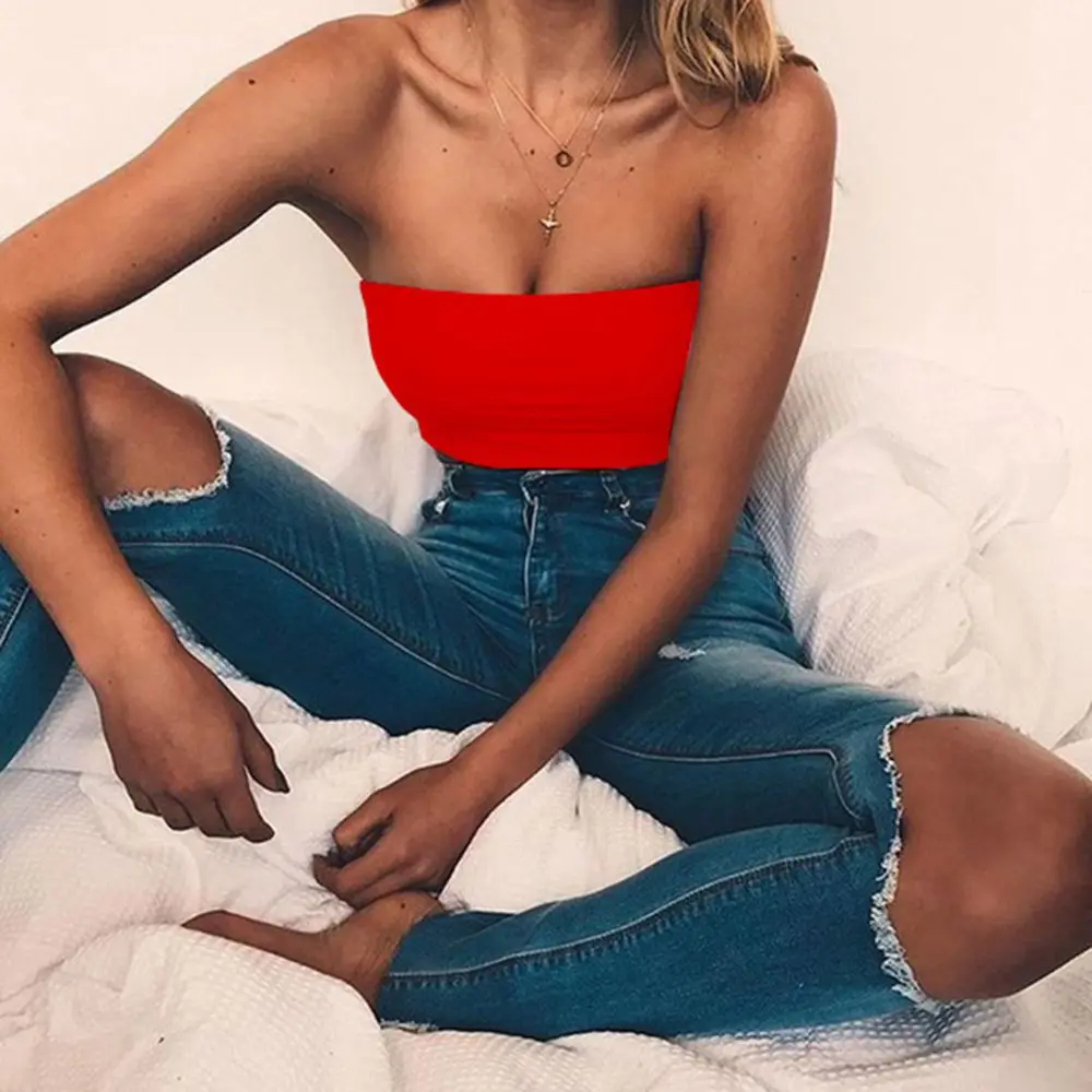 Women's Summer Fashion Off The Shoulder Solid Color Crop Tops Casual Strapless Bra Tank Vests Hipster Lingerie Sexy Underwear
Women's Summer Fashion Off The Shoulder Solid Color Crop Tops Casual Strapless Bra Tank Vests Hipster Lingerie Sexy Underwear
