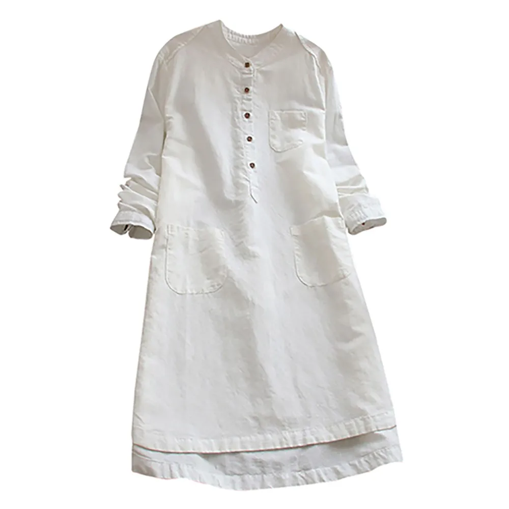 Women Summer Dresses Retro Long Sleeve Casual Loose Button Tops O-Neck Blouse Shirt Dress Sukienka #7
Women Summer Dresses Retro Long Sleeve Casual Loose Button Tops O-Neck Blouse Shirt Dress Sukienka #7