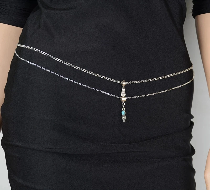 Vintage Double Link Chain Necklace Statement Body Chains Summer Beach Bohemian Silver Blue Stone Dress Belt Belly Chains Jewelry
Vintage Double Link Chain Necklace Statement Body Chains Summer Beach Bohemian Silver Blue Stone Dress Belt Belly Chains Jewelry