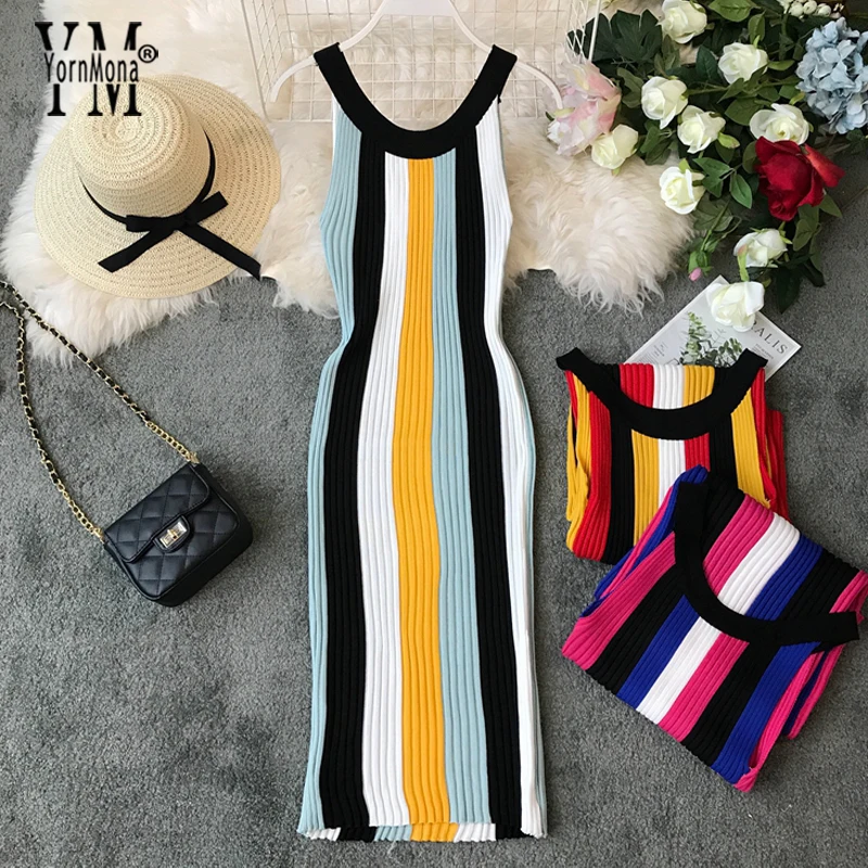 YornMona Hot Women Summer Vertical Stripe Bodycon Dress Women Sleeveless Ladies Midi Dress Stretch Basic Knitted Dress Vestidos
YornMona Hot Women Summer Vertical Stripe Bodycon Dress Women Sleeveless Ladies Midi Dress Stretch Basic Knitted Dress Vestidos