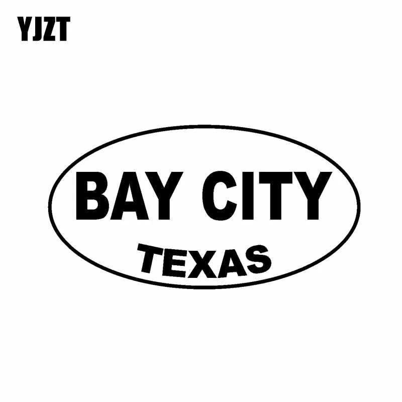 YJZT 13.3CM*7CM BAY CITY TEXAS Oval Interesting Car Sticker Vinyl Decals Black/Silver C10-01685 | Автомобили и мотоциклы