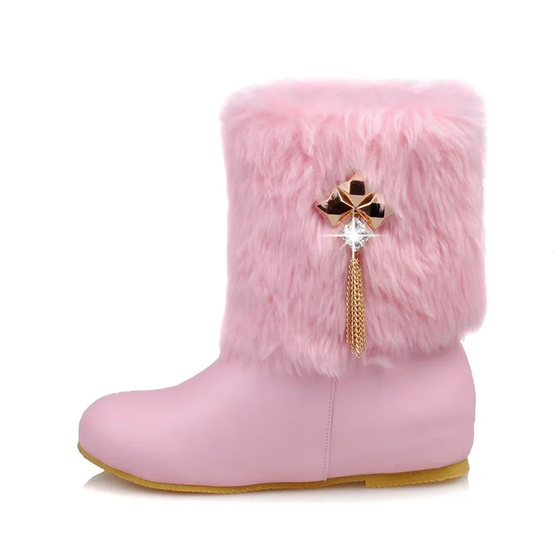2018 Women Plus Size Winter Quality Mid Calf High Rabbit Fur Boots Female Leather Plush Cheap Booties Lady Pink Crystal Shoes
2018 Women Plus Size Winter Quality Mid Calf High Rabbit Fur Boots Female Leather Plush Cheap Booties Lady Pink Crystal Shoes