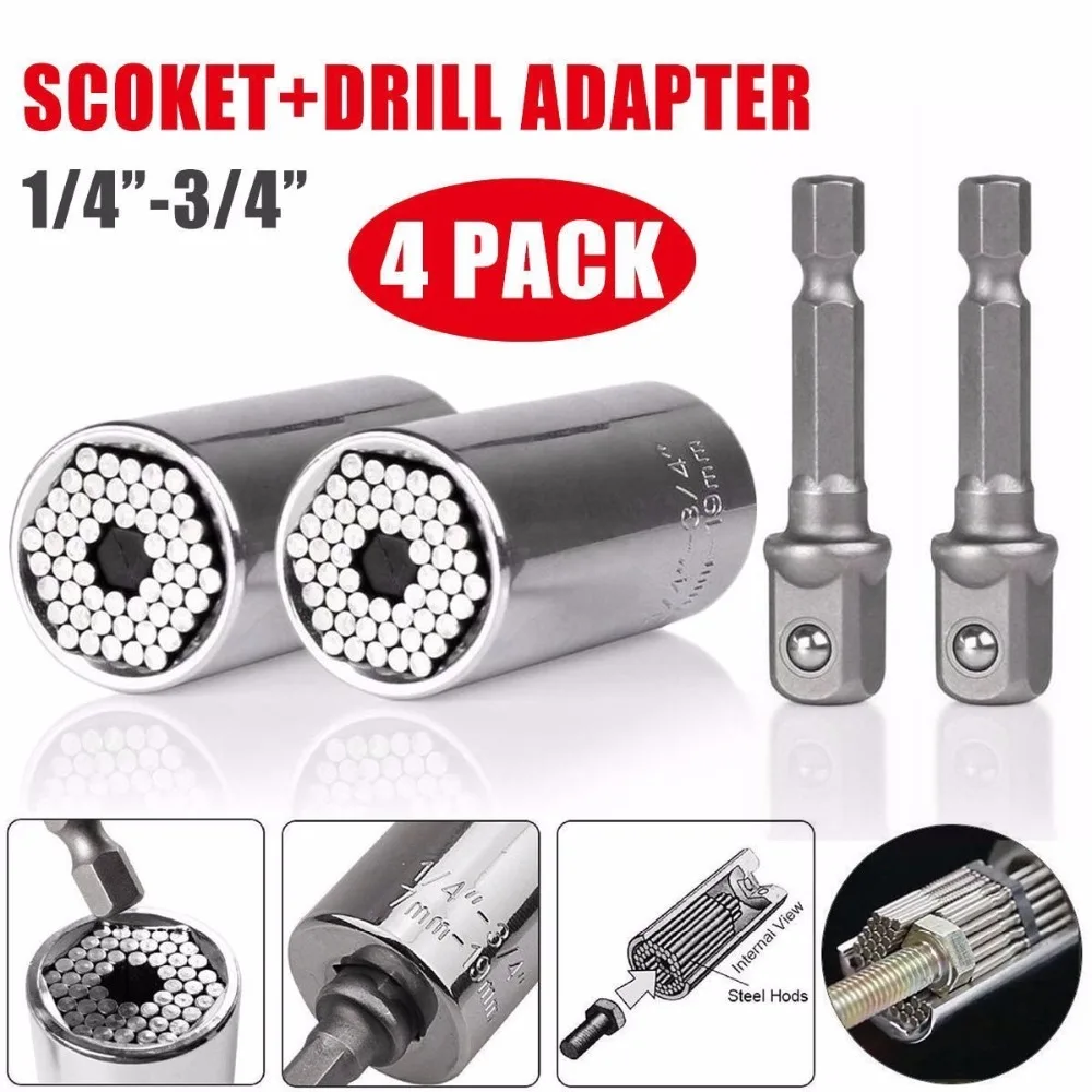 Universal Socket Grip Adapter LinkStyle 4PCS Grip Socket Set Metric Wrench Power Drill Adapter 1/4 inch to 3/4 inch Professional
Universal Socket Grip Adapter LinkStyle 4PCS Grip Socket Set Metric Wrench Power Drill Adapter 1/4 inch to 3/4 inch Professional