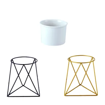 Modern Desktop White Small Ceramic Plant Flower Pot Planter with Geometric Yellow Iron Rack Holder for Succulents Herbs Cactus
Modern Desktop White Small Ceramic Plant Flower Pot Planter with Geometric Yellow Iron Rack Holder for Succulents Herbs Cactus