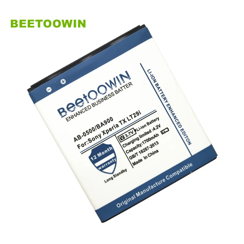 Beetoowin BA900 Battery 1700mAh For Sony Xperia GX TX LT29i SO-04D S36H ST26I AB-0500
Beetoowin BA900 Battery 1700mAh For Sony Xperia GX TX LT29i SO-04D S36H ST26I AB-0500