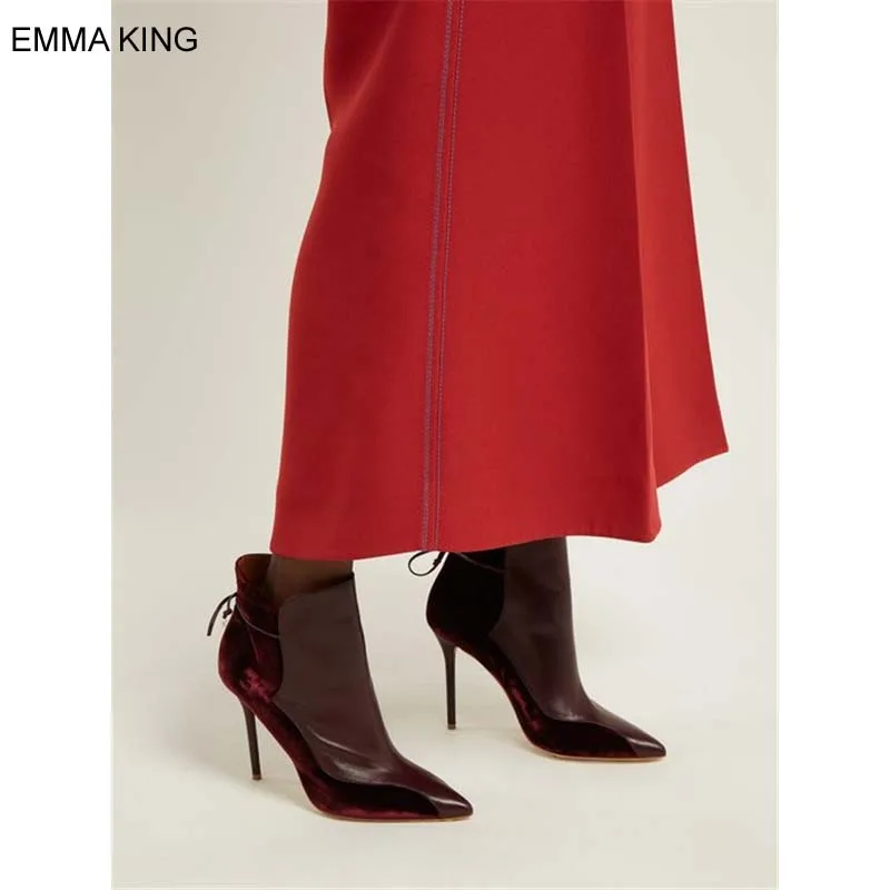EMMA KING Mixed Red Ankle Boots Women Slip On Thin High Heels Autumn Shoes Mature Mujer Botas Pointed Toe Female Designer Shoes
EMMA KING Mixed Red Ankle Boots Women Slip On Thin High Heels Autumn Shoes Mature Mujer Botas Pointed Toe Female Designer Shoes