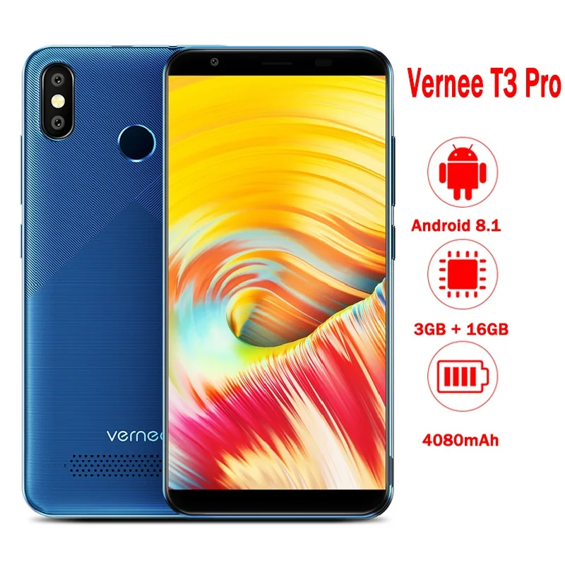 Vernee T3 Pro Quad Core Face ID Smartphone 5.5" All-screen 3GB 16GB 13MP 4080mAh Android 8.1 4G LTE Fingerprint Mobile Phone
Vernee T3 Pro Quad Core Face ID Smartphone 5.5" All-screen 3GB 16GB 13MP 4080mAh Android 8.1 4G LTE Fingerprint Mobile Phone