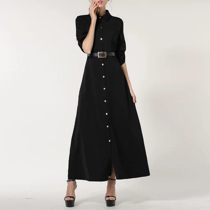 Autumn Turn-down Collar Long Maxi Dress Casual Long Sleeve Floor Length Vintage Dresses With Belt Cardigan Party Dress Vestidos
Autumn Turn-down Collar Long Maxi Dress Casual Long Sleeve Floor Length Vintage Dresses With Belt Cardigan Party Dress Vestidos