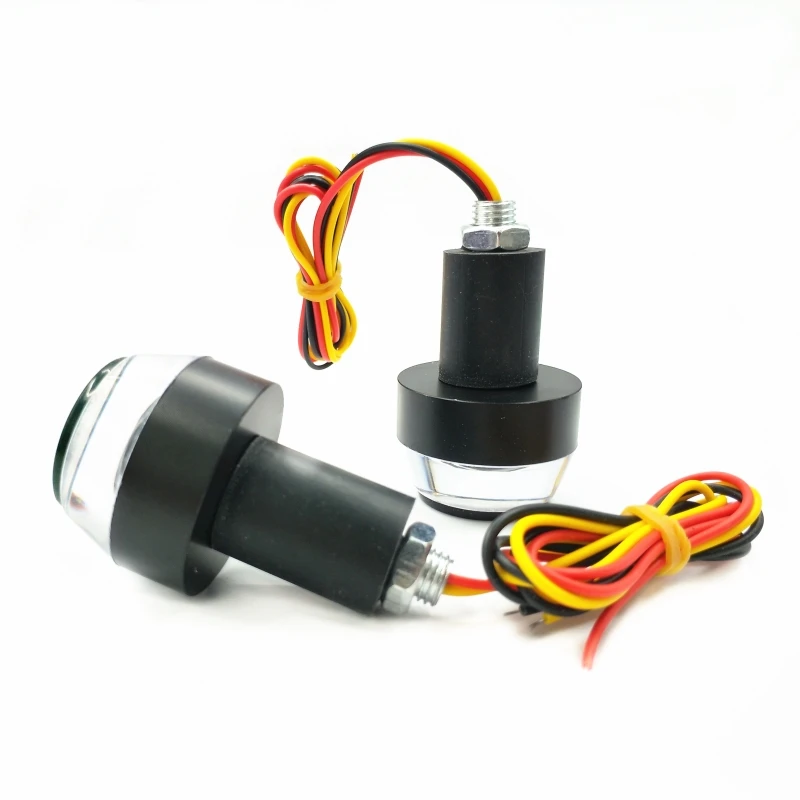 2pcs Dual Color Motorcycle Amber Red Blue LED Handle Bar End Blinker Indicator Grip Plug Turn Signal Light For Scooter Handlebar (3)