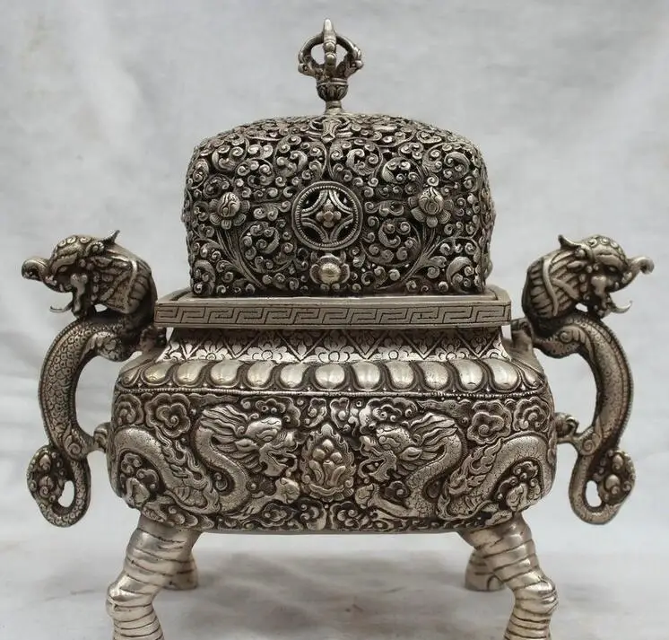 Details about 12" Tibet Buddhism Silver Vajra eight treasures dragon Incense Burner Censer T
Details about 12" Tibet Buddhism Silver Vajra eight treasures dragon Incense Burner Censer T