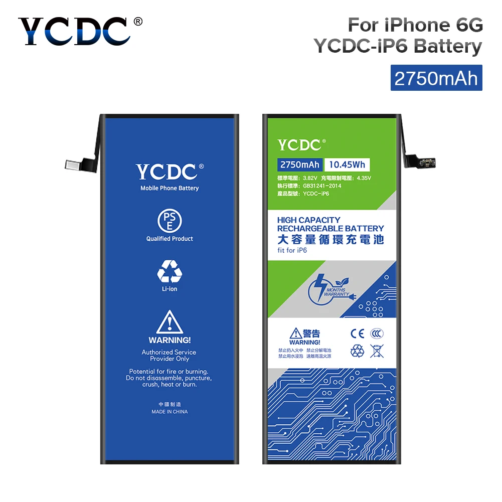 3.82V 2750mAh Mobile Phone Battery YCDC For iPhone 6 Plus 6Plus Replacement Lithium Polymer Mobile Phone Batteries
3.82V 2750mAh Mobile Phone Battery YCDC For iPhone 6 Plus 6Plus Replacement Lithium Polymer Mobile Phone Batteries