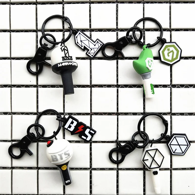 

Kpop BTS Bangtan Boys 3D Soft Rubber Army Bomb EXO GOT7 WANNA ONE Light Stick Key Ting Bag Pendant Key Ring Keychain