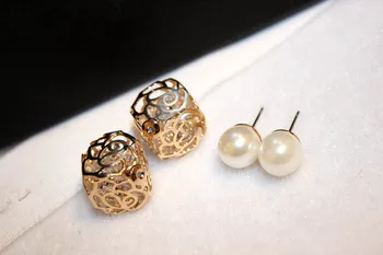 Delicate Double Sided Simulated Pearl Earrings Fashion Zircon Hollow Flower Stud Earring Women Bijoux Fashion Jewelry
Delicate Double Sided Simulated Pearl Earrings Fashion Zircon Hollow Flower Stud Earring Women Bijoux Fashion Jewelry