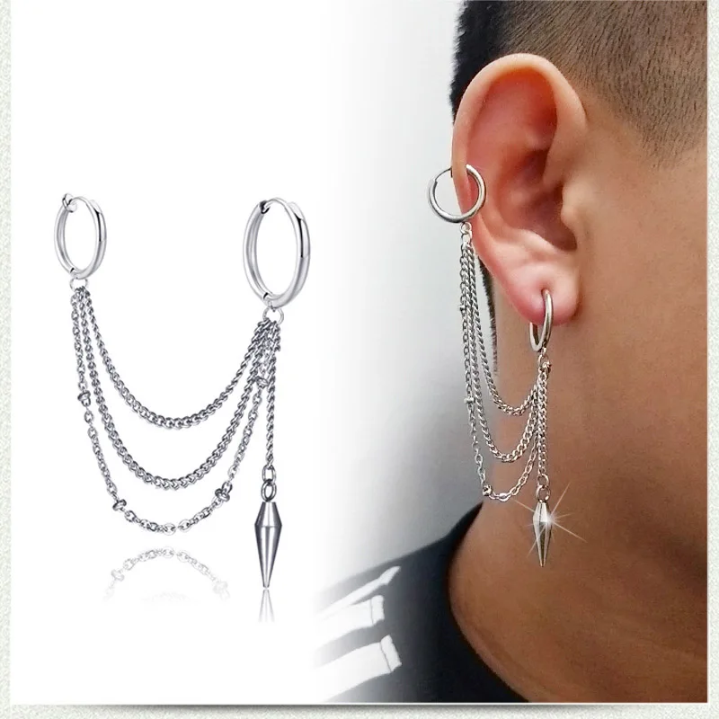 Punk Drop Tassle Earrings Three layers Long Chain Ear Cuff not fade Stainless Steel Jewelry for Women Men 1 PCS Ear Piercing
Punk Drop Tassle Earrings Three layers Long Chain Ear Cuff not fade Stainless Steel Jewelry for Women Men 1 PCS Ear Piercing