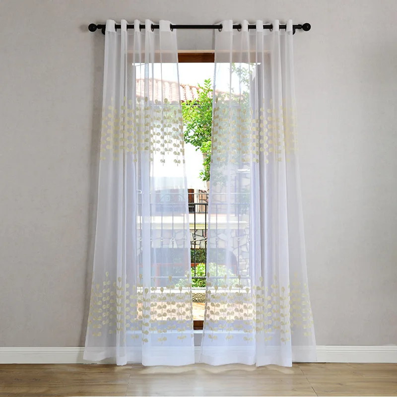 Modern simple pastoral white embroidered vine rattan screen yarn curtains sheer tulle for living room bedroom windows
Modern simple pastoral white embroidered vine rattan screen yarn curtains sheer tulle for living room bedroom windows