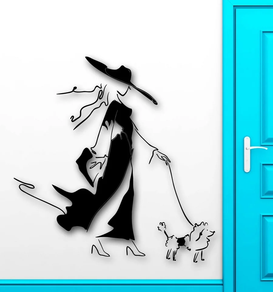 Fashion girl wall decal fashion style Walking the dog vinyl wall stickers home shop decoration painting pet shop murals MV02
Fashion girl wall decal fashion style Walking the dog vinyl wall stickers home shop decoration painting pet shop murals MV02