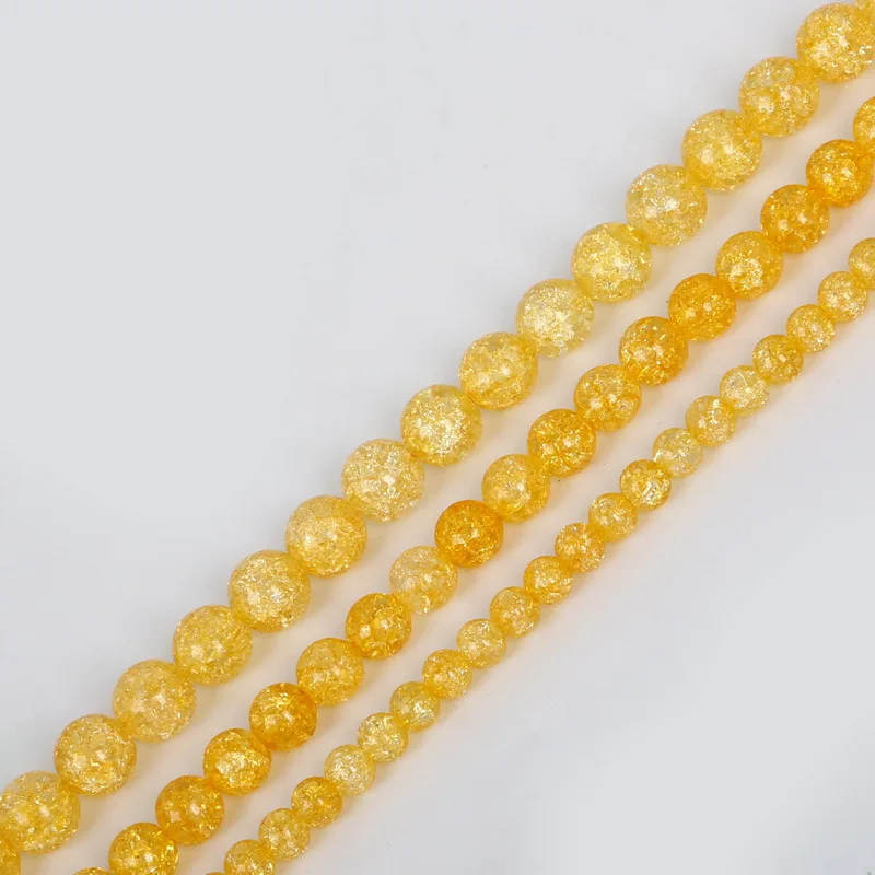 AAA High Quality Yellow Crystal Beads Cracked Glass Round Dia. 6/8/10mm for DIY Necklace Bracelet Jewelry Making | Украшения и
