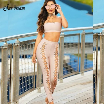 2020 New Winter Women Runway Bandage Two Piece Set Top And Pants Strapless Crop Top Hollow Out Clubwear Outfit Vestido Wholesale
2020 New Winter Women Runway Bandage Two Piece Set Top And Pants Strapless Crop Top Hollow Out Clubwear Outfit Vestido Wholesale
