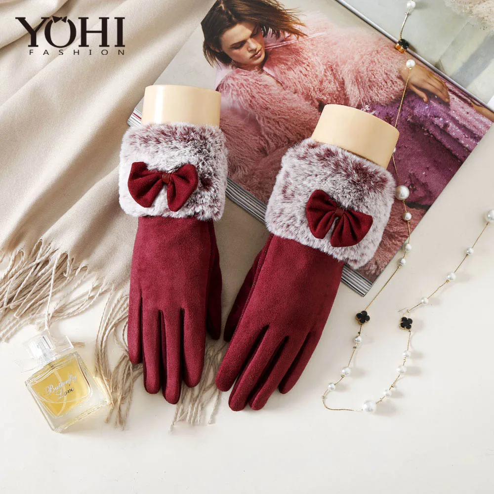 Fashion Women Warm Thick Winter touch screen outdoor Gloves Leather With Rabbit Fur Female Gloves ladies gloves With bow
Fashion Women Warm Thick Winter touch screen outdoor Gloves Leather With Rabbit Fur Female Gloves ladies gloves With bow