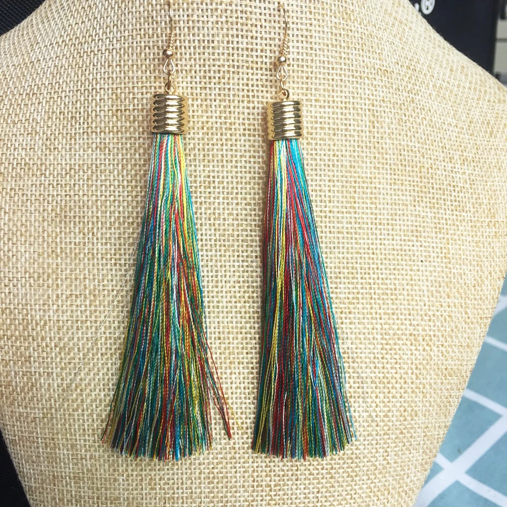 Bohemian Tassel Earrings colorful Fabric Long Drop Dangle Tassel Earrings For Women Jewelry
Bohemian Tassel Earrings colorful Fabric Long Drop Dangle Tassel Earrings For Women Jewelry