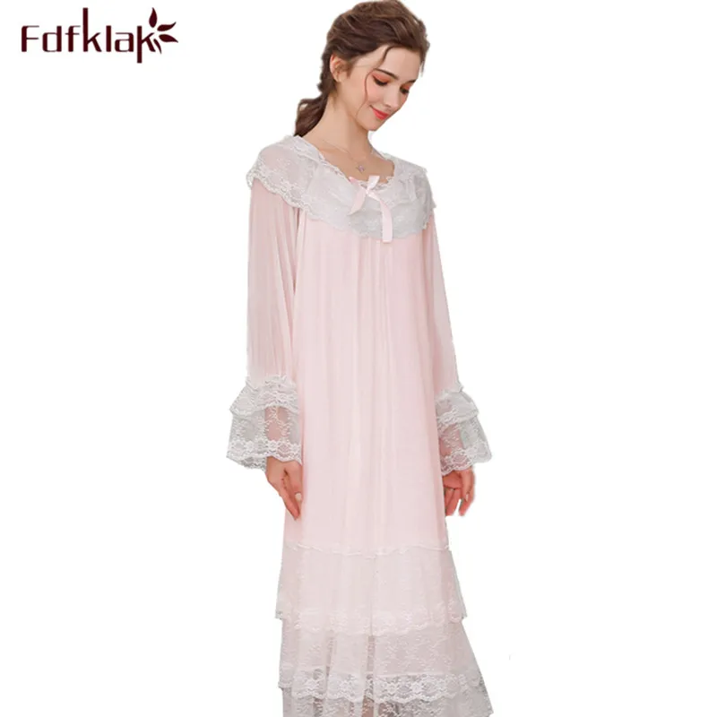 Fdfklak Sweet princess nightdress women nightgowns long sleeve lace dress nightwear loose women's nightshirt sleepwear clothes
Fdfklak Sweet princess nightdress women nightgowns long sleeve lace dress nightwear loose women's nightshirt sleepwear clothes