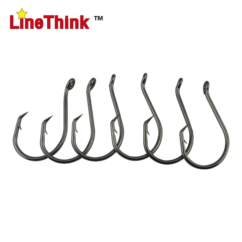 Image 50PCS LOT LineThink Offset Sport Circle Fishing Hook Chemically Sharpened Black Nickel Color