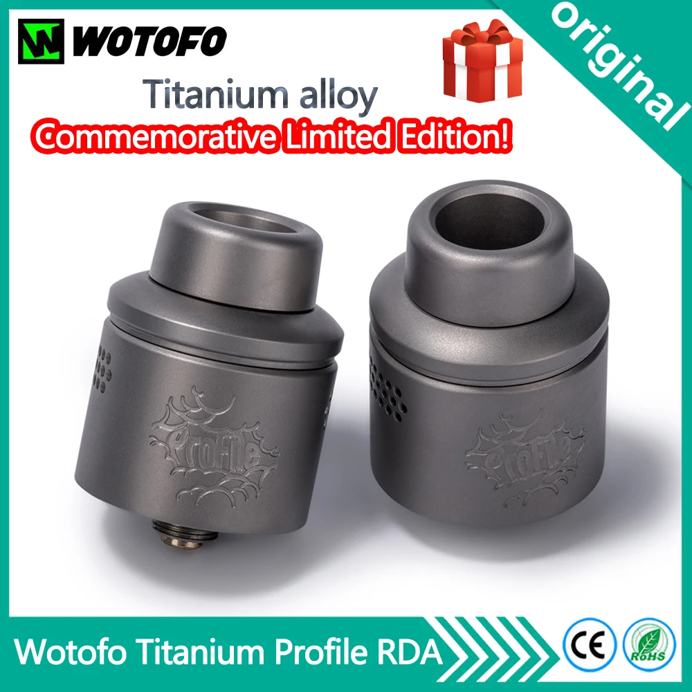 Commemorative Limited Edition! Original Wotofo Titanium Profile RDA Atomizer 24mm With 10pcs Cotton Mesh coil Vape Tank
Commemorative Limited Edition! Original Wotofo Titanium Profile RDA Atomizer 24mm With 10pcs Cotton Mesh coil Vape Tank