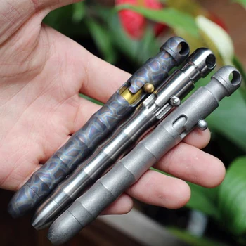 

Flame Pattern Titanium Alloy TC4 Bolt Type Bamboo Pen EDC Pocket Pen Military Design Outdoor Emergency Survival Defense Pen