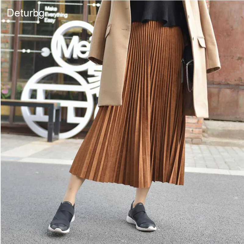 Deturbg Womens Elegant Suede Accordion Pleated Skirt Ladies High-Quality Elastic High Waist Midi Skirts Saias New Fashion SK179
Deturbg Womens Elegant Suede Accordion Pleated Skirt Ladies High-Quality Elastic High Waist Midi Skirts Saias New Fashion SK179