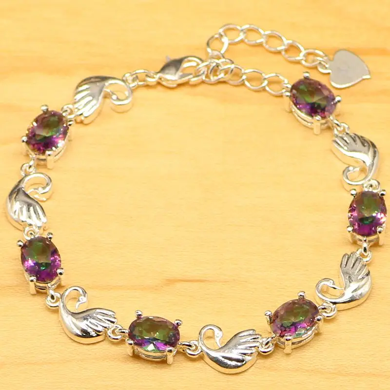 Oval Mystical Rainbow Zircon 925 Sterling Silver Jewelry Bracelet For Women Free Gifts Box S009
Oval Mystical Rainbow Zircon 925 Sterling Silver Jewelry Bracelet For Women Free Gifts Box S009