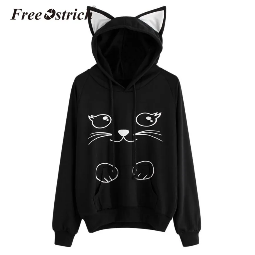 Free Ostrich Autumn Cat Print Hoodies Sweatshirt Women Black Long Sleeve Pocket Loose Pullovers sudadera mujer
Free Ostrich Autumn Cat Print Hoodies Sweatshirt Women Black Long Sleeve Pocket Loose Pullovers sudadera mujer