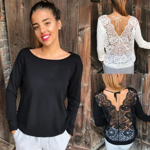 Casual Women Loose Long Sleeve Tops Lace Patchwork Sexy Lace Floral Lace Up Hollow Out T Shirt
Casual Women Loose Long Sleeve Tops Lace Patchwork Sexy Lace Floral Lace Up Hollow Out T Shirt