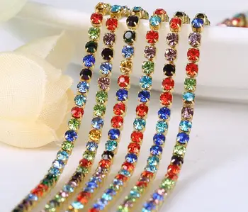 5 Meters 3mm Multicolor Diamond Crystal Rhinestones Gold Plated Ribbon Claw Chain Trim
5 Meters 3mm Multicolor Diamond Crystal Rhinestones Gold Plated Ribbon Claw Chain Trim