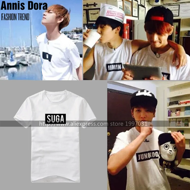 KPOP Bangtan Boys fan meeting Rap Monster V J-hope Jin suga Jimin Jungkook same style name short sleeved T-shirt
KPOP Bangtan Boys fan meeting Rap Monster V J-hope Jin suga Jimin Jungkook same style name short sleeved T-shirt