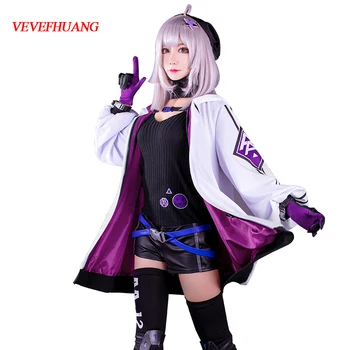 VEVEFHUANG Game Girls Frontline Springfield Cosplay Costumes super soldier outfit purple hoodies v-neck shirt prop leather pants 
VEVEFHUANG Game Girls Frontline Springfield Cosplay Costumes super soldier outfit purple hoodies v-neck shirt prop leather pants