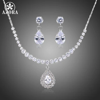 AZORA Nigerian Water Drop Cubic Zirconia Wedding Jewelry Set inlay Luxury Crystal Bridal Jewelry Set Gift For Bridesmaids TG0267
AZORA Nigerian Water Drop Cubic Zirconia Wedding Jewelry Set inlay Luxury Crystal Bridal Jewelry Set Gift For Bridesmaids TG0267