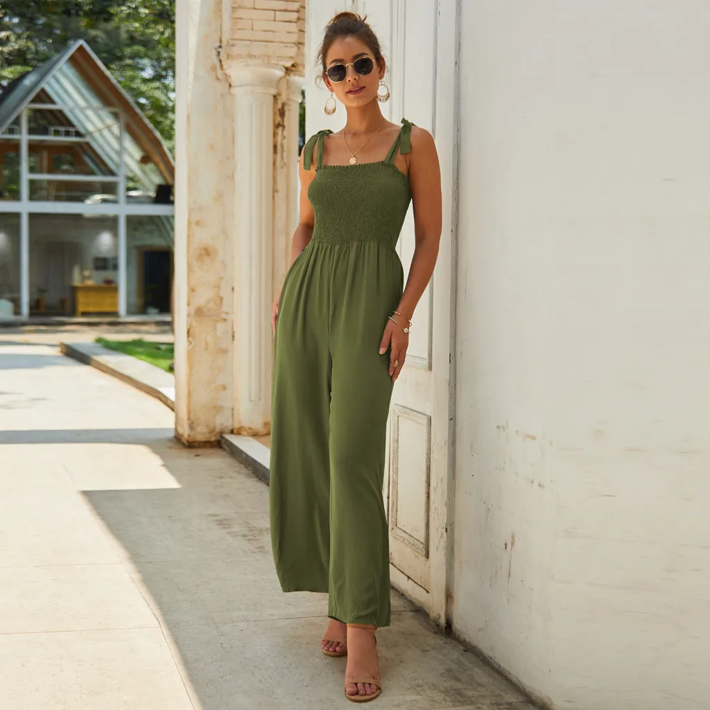 Sweet chest wrapped High Waist Jumpsuit Women summer bow strap Sleeveless Camisole Wide Leg Jumpsuit Ladies Fashion Solid Romper
Sweet chest wrapped High Waist Jumpsuit Women summer bow strap Sleeveless Camisole Wide Leg Jumpsuit Ladies Fashion Solid Romper