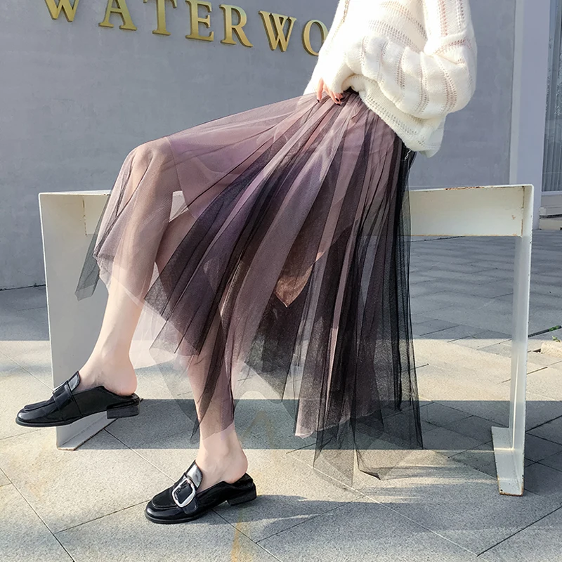 Spring Summer Elastic Waist Mesh Layers Hit Color Women A-line Skirts Irregular Female Tutu Skirt Femme Faldas Mujer 2019
Spring Summer Elastic Waist Mesh Layers Hit Color Women A-line Skirts Irregular Female Tutu Skirt Femme Faldas Mujer 2019