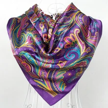Женский атласный шарф большой квадратный с принтом Hijabs для весны