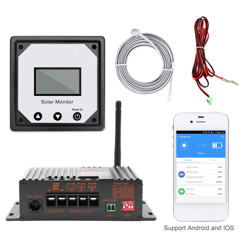 MPPT 20A 12V Solar Charge Controller Smart Bluetooth Charge Controller For RV Boat Car PV Solar With Temperature Sensor Cable
MPPT 20A 12V Solar Charge Controller Smart Bluetooth Charge Controller For RV Boat Car PV Solar With Temperature Sensor Cable