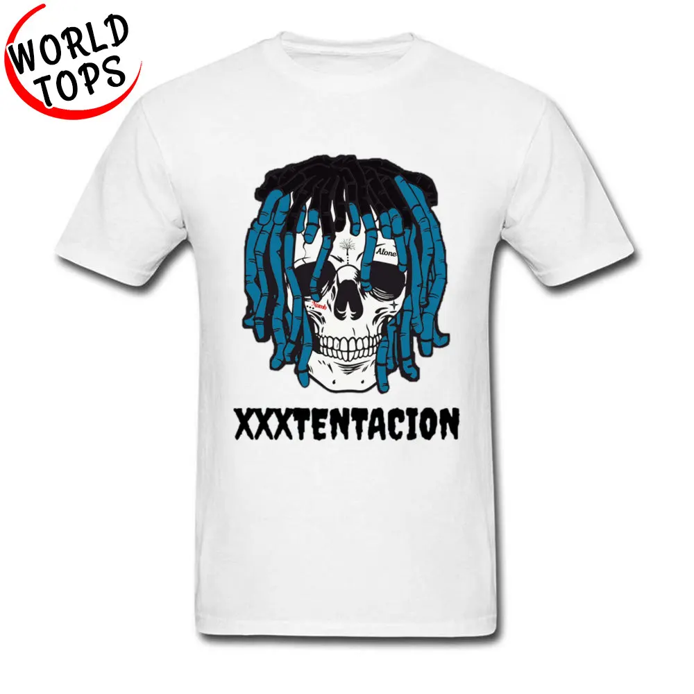 Tops T Shirt XXXTENTACION SKELETON FACE Thanksgiving Day Funny Cool Short Sleeve 100% Cotton O Neck Men T Shirts Cool Tee-Shirt XXXTENTACION SKELETON FACE white